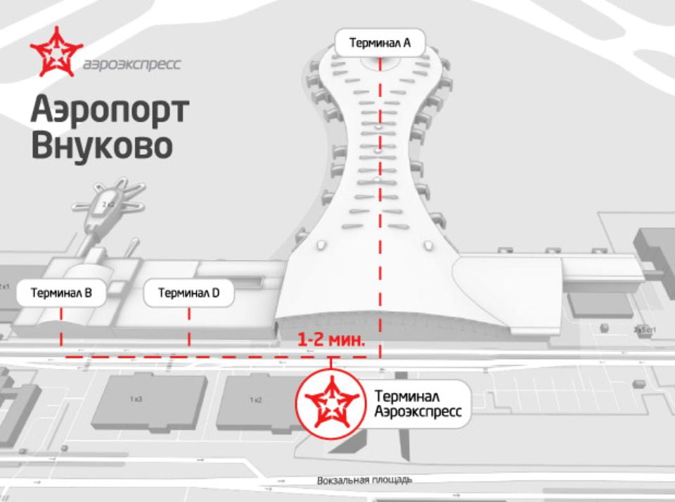 Где находится аэроэкспресс в аэропорту Внуково