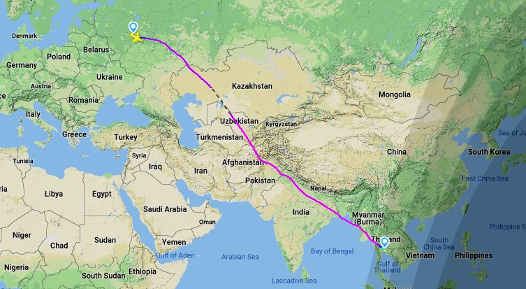 Сколько лететь в Таиланд из Москвы